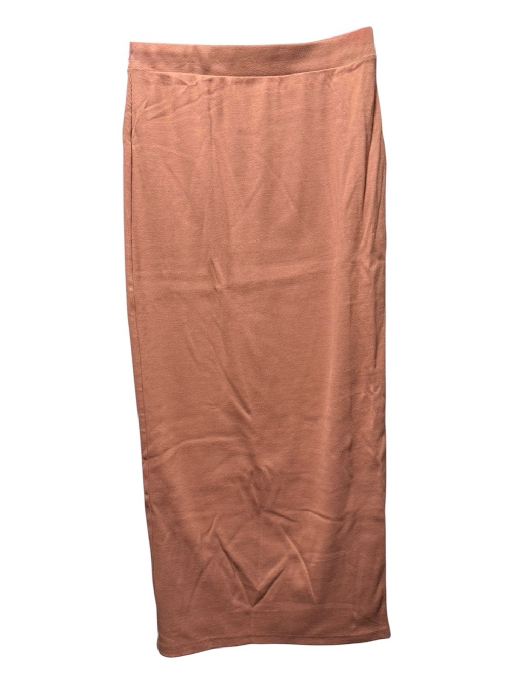 Column Maxi Skirt Rib Knit Dusty Terracotta Rose Stretch XL - Picture 2 of 6